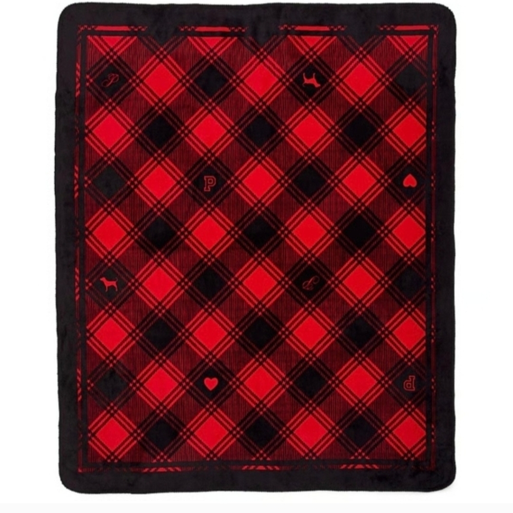 PINK Victoria's Secret Red and Black Plaid Blanket